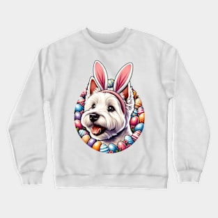 West Highland White Terrier Celebrates Easter with Bunny Ears Crewneck Sweatshirt